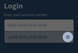Remove saved account number icon highlighted.
