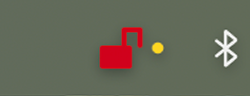 Tray icon for the Mullvad VPN app on macOS, indicating that the user is disconnected and has a notification.