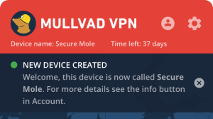New device in-app notification message.