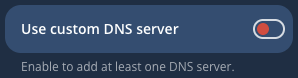 Use custom DNS server setting disabled.